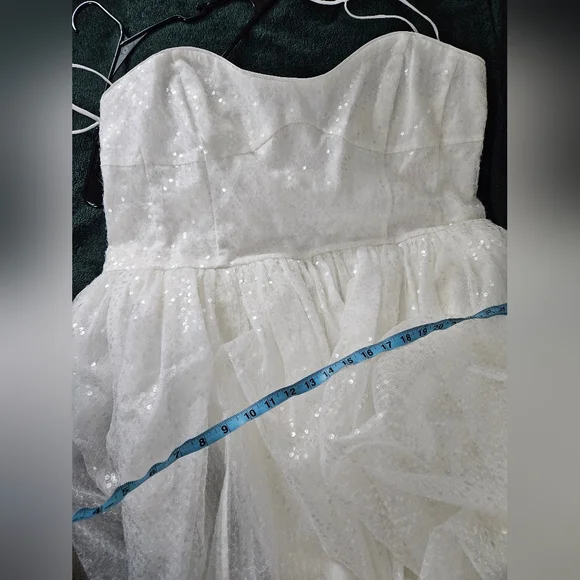 NWT Selkie Strapless White Sequin Dress (Frosted Degas Dress) - Picture 12 of 13